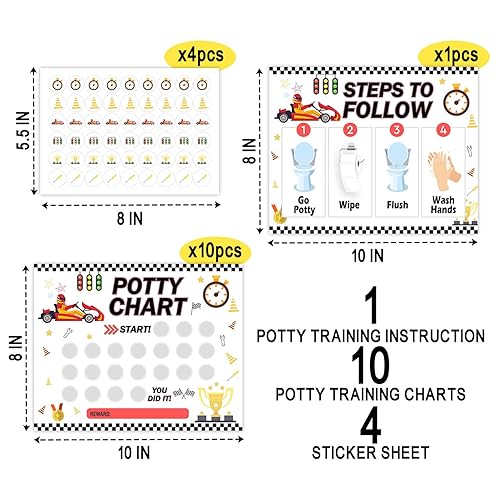 Miniatura 2 de Tabla de entrenamiento para ir al baño con temática de autos de carreras para niños pequeños y niñas, paso a seguir, tabla de rutina de