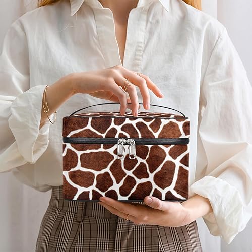 Miniatura 2 de Bolsa de maquillaje grande con estampado de jirafa para mujer, bolsa de cosméticos de viaje, bolsa de maquillaje portátil para botellas, pinceles,