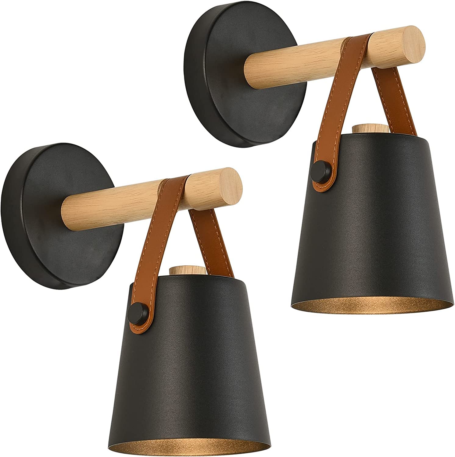 MAKINGTEC Modern Sconces Set, New Upgraded Leather Craft Modern Reading Lamp, UL listed E26 base for Bedroom, Living Room, Bedside lamp Bathroom Vanity Lights, Adjustable