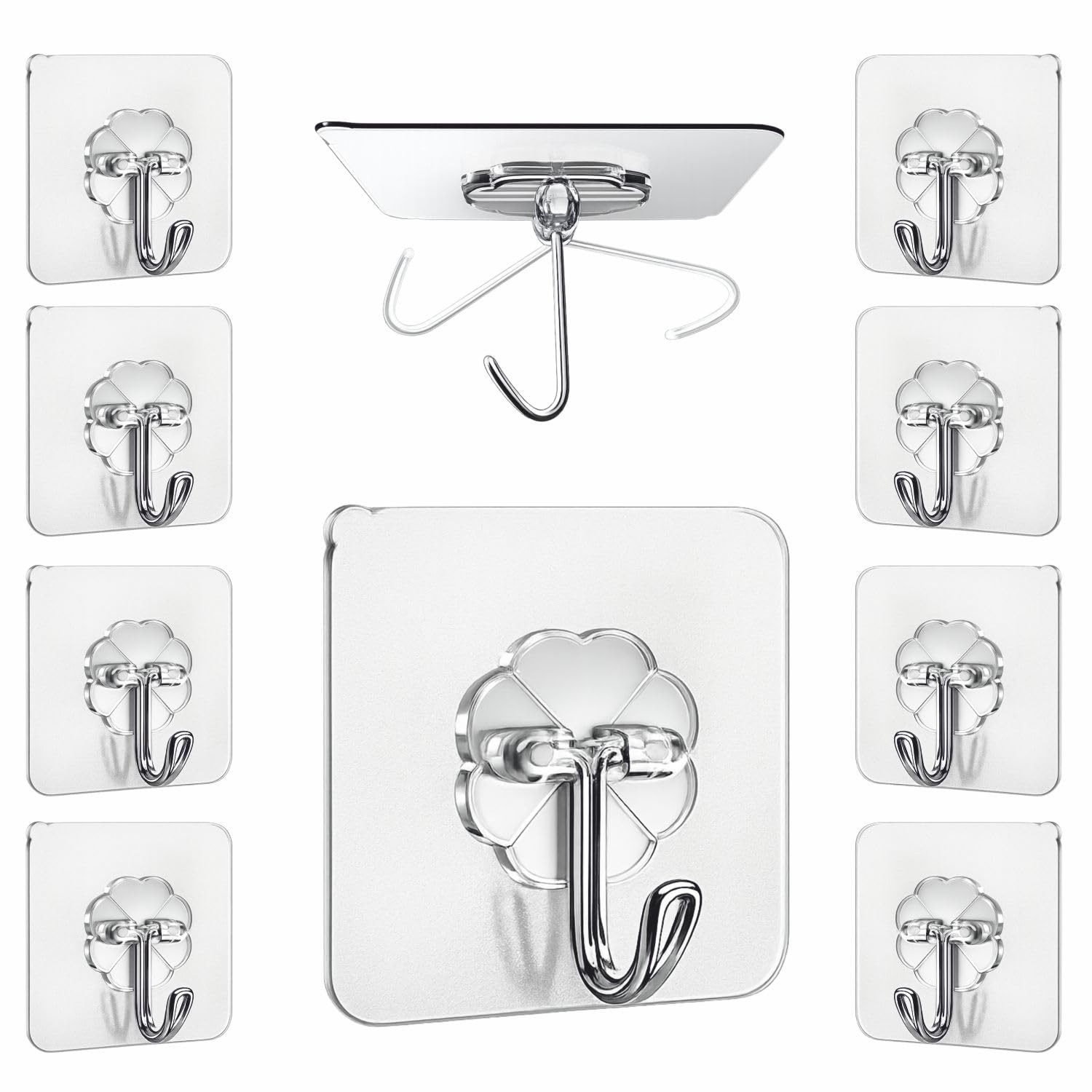 JIALTO Adhesive Hooks/10 Pack Transparent Adhesive Wall Hangings for Home Decoration/15kg Weight Capacity/Wall Decor Hanging Products/Kitchen Towel Strong/Heavy Duty Adhesive/Strong, Stainless Steel-image-48