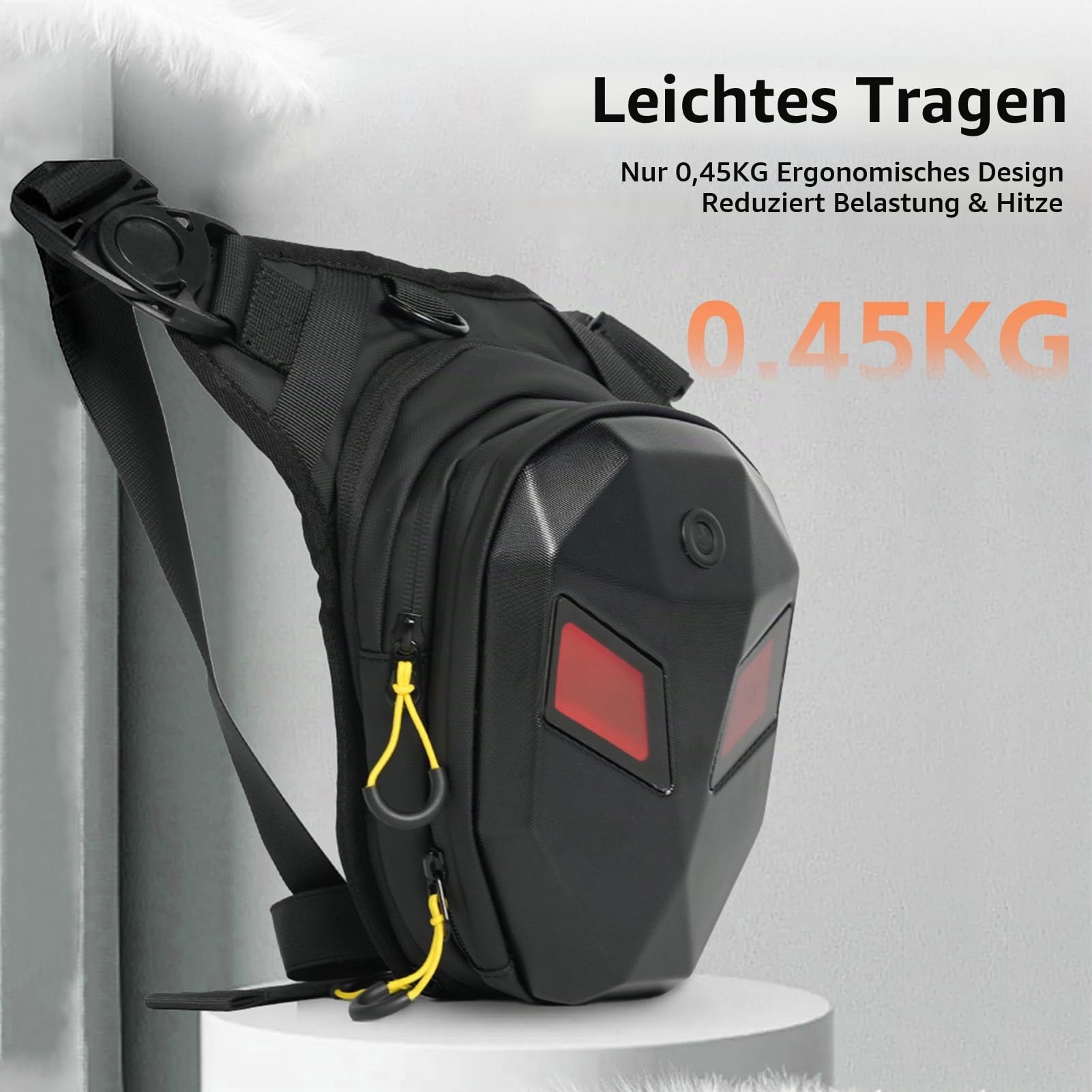 Lixada Beintasche Motorrad mit Augen LED, Wasserdicht Oberschenkeltasche für Herren Damen Bauchtasche Gürteltasche, Sport Beintasche für Laufen, Radfahren, Motorrad, Wandern, Arbeit