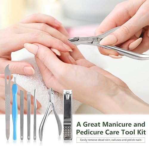 Miniatura 4 de Happy Will - Set de pedicura profesional, lima de acero inoxidable, escofina, lima para callos y más para mujeres hombres hogar, de viaje