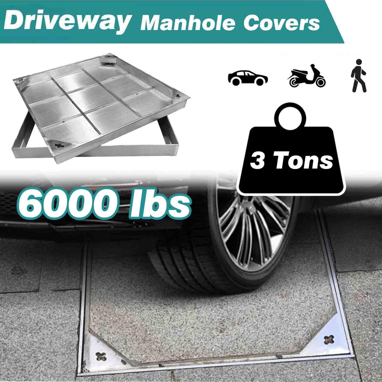 Heavy Du 800 x 750 mm wpuszczane pokrywy włazów – niewidoczne pokrywki septyczne do użytku na zewnątrz, rozmiar 25–90 cm, obsługuje 3 tony i bezpieczny odpływ