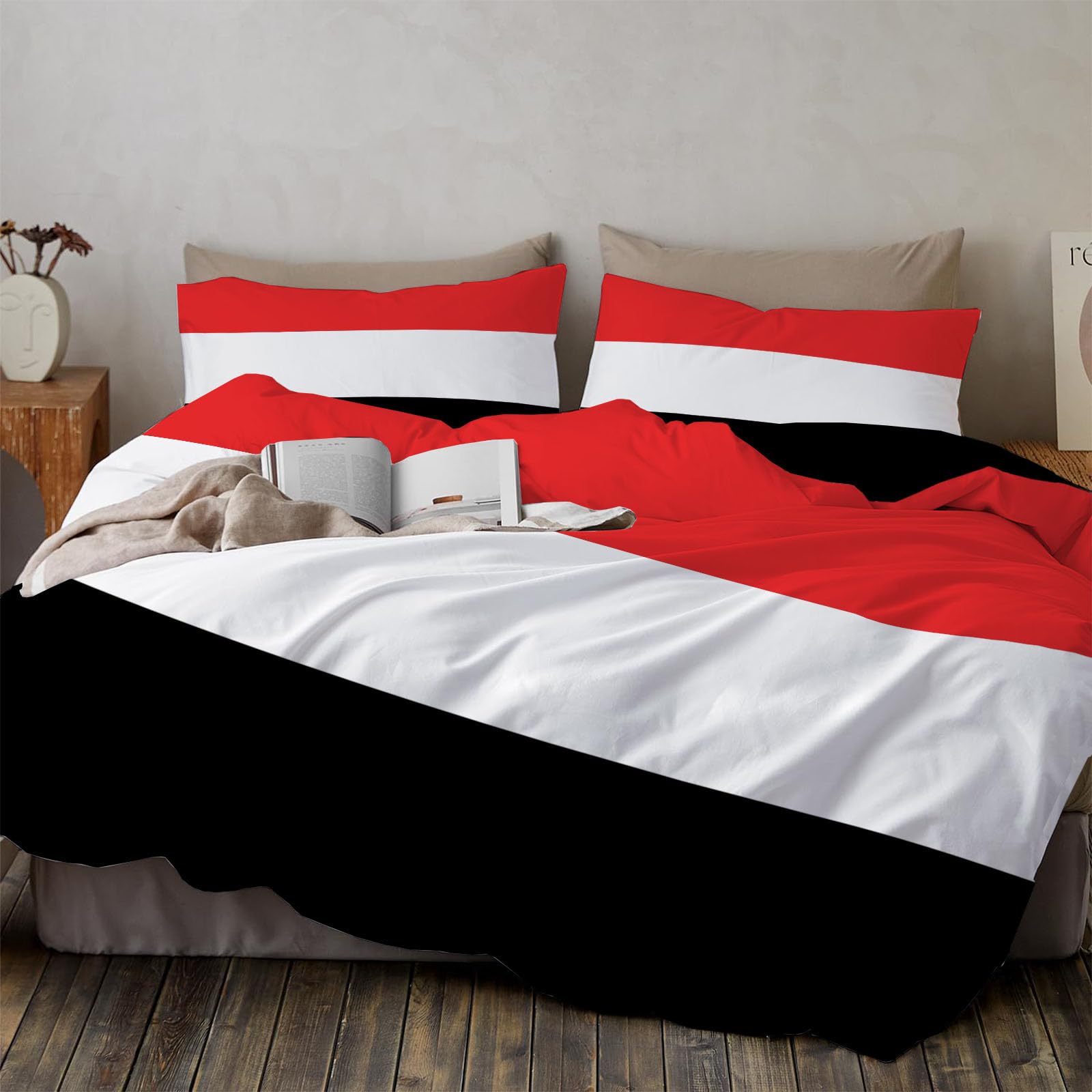 Housse de couette 240x260cm Yémen parure de lit patriotic rouge blanc noir