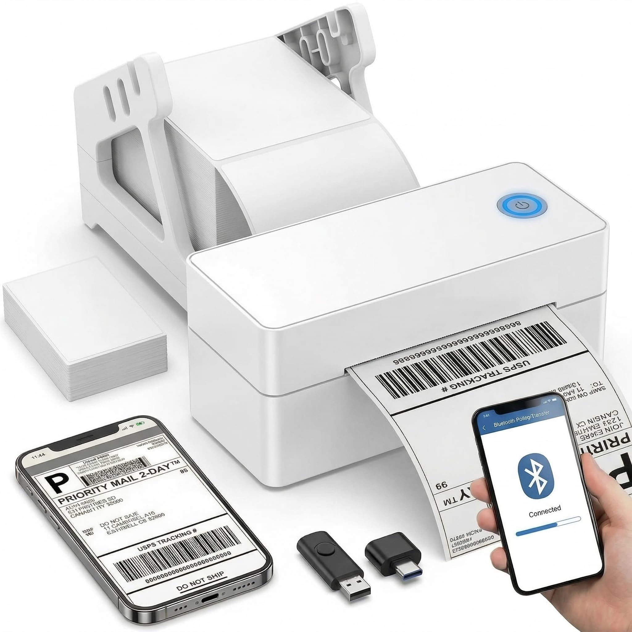 4x6 Shipping Label Printer, Bluetooth Thermal Printer for Small Businesses, Wireless & USB, No Ink Required, 72 Labels/Min., Compatible with iOS, Android, Windows, Mac