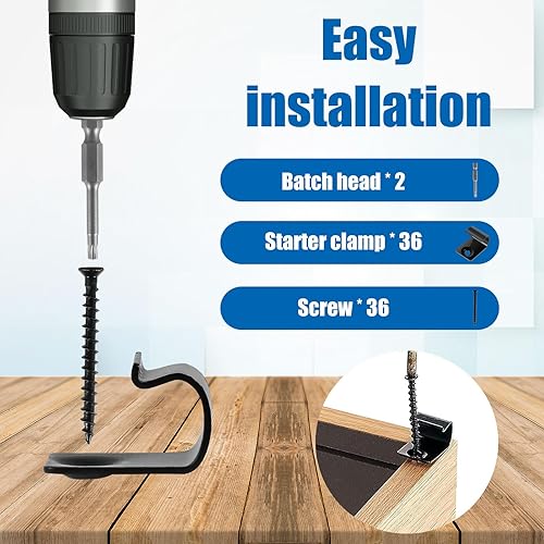 Miniatura 5 de Juego de 3672 clips de arranque de acero inoxidable 304, clips universales para cubierta de piso, con tornillos y puntas de destornillador, clips de