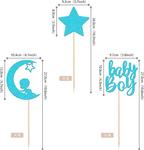 Miniatura 9 de 12 piezas de palitos de centro de mesa para niño o niña, con purpurina de doble cara, signo de interrogación, para revelación de género, centros de