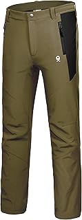 Little Donkey Andy Menâ€™s Winter Hiking Ski Snow Pants, Softshell Insulated Pants, Fleece Lined, Water Repellant Olive Green Size L