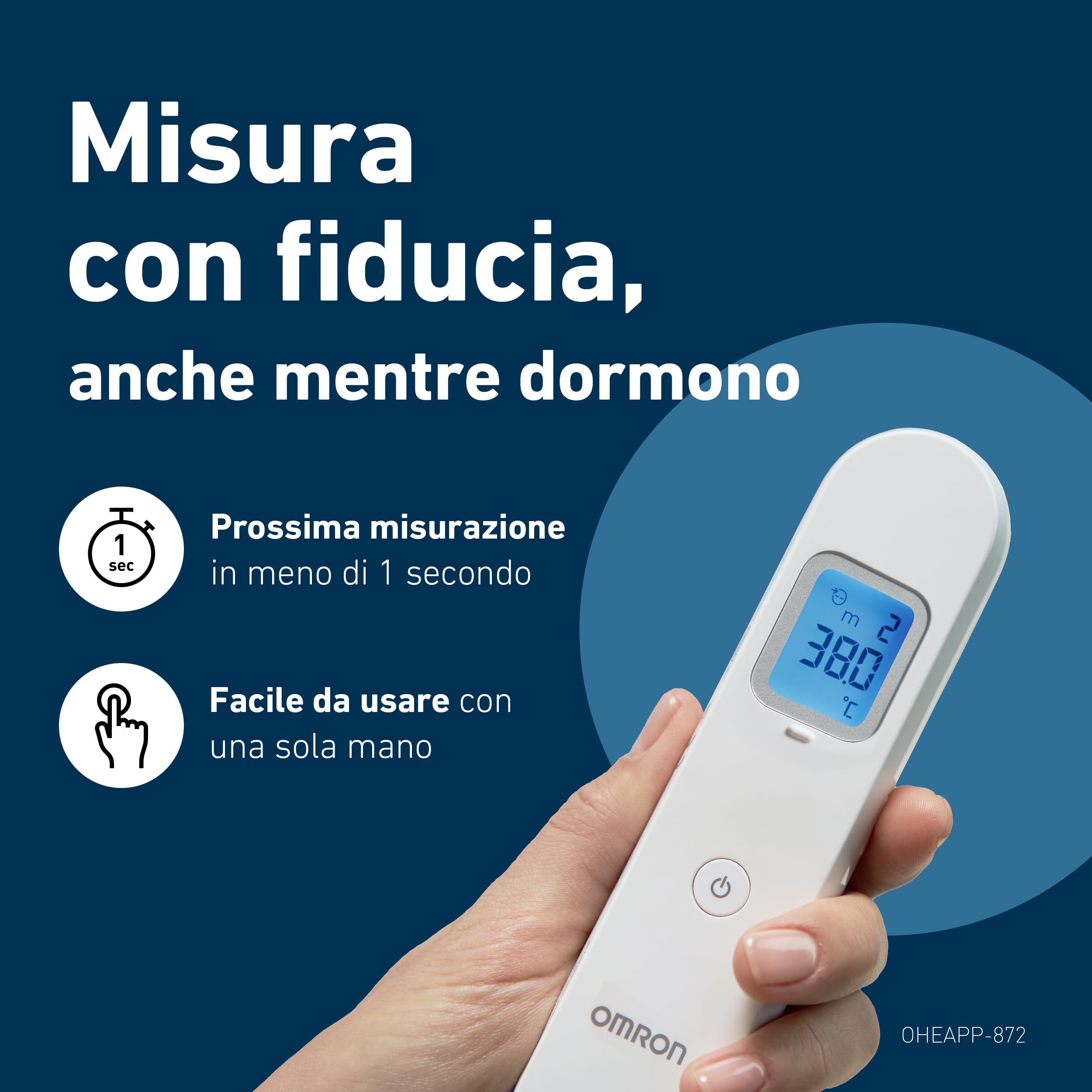 OMRON Gentle Temp 730, Termometro frontale a infrarossi senza contatto con sensore di distanza, Termometro frontale bambini e neonato per misurazione accurate senza contatto anche durante il sonno