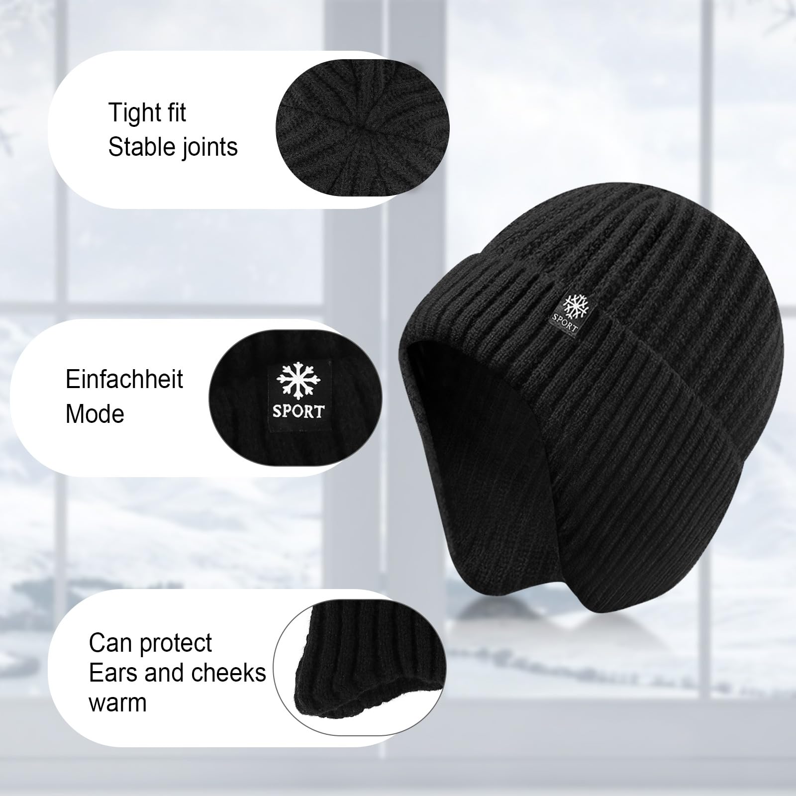 Męska zimowa ciepła czapka beanie i zestaw szalików, szalik męski na zimę z polarem, szal kominowy, chusta na szyję, ocieplacz na szyję, oddychająca czapka z dzianiny, dla kobiet i mężczyzn, na