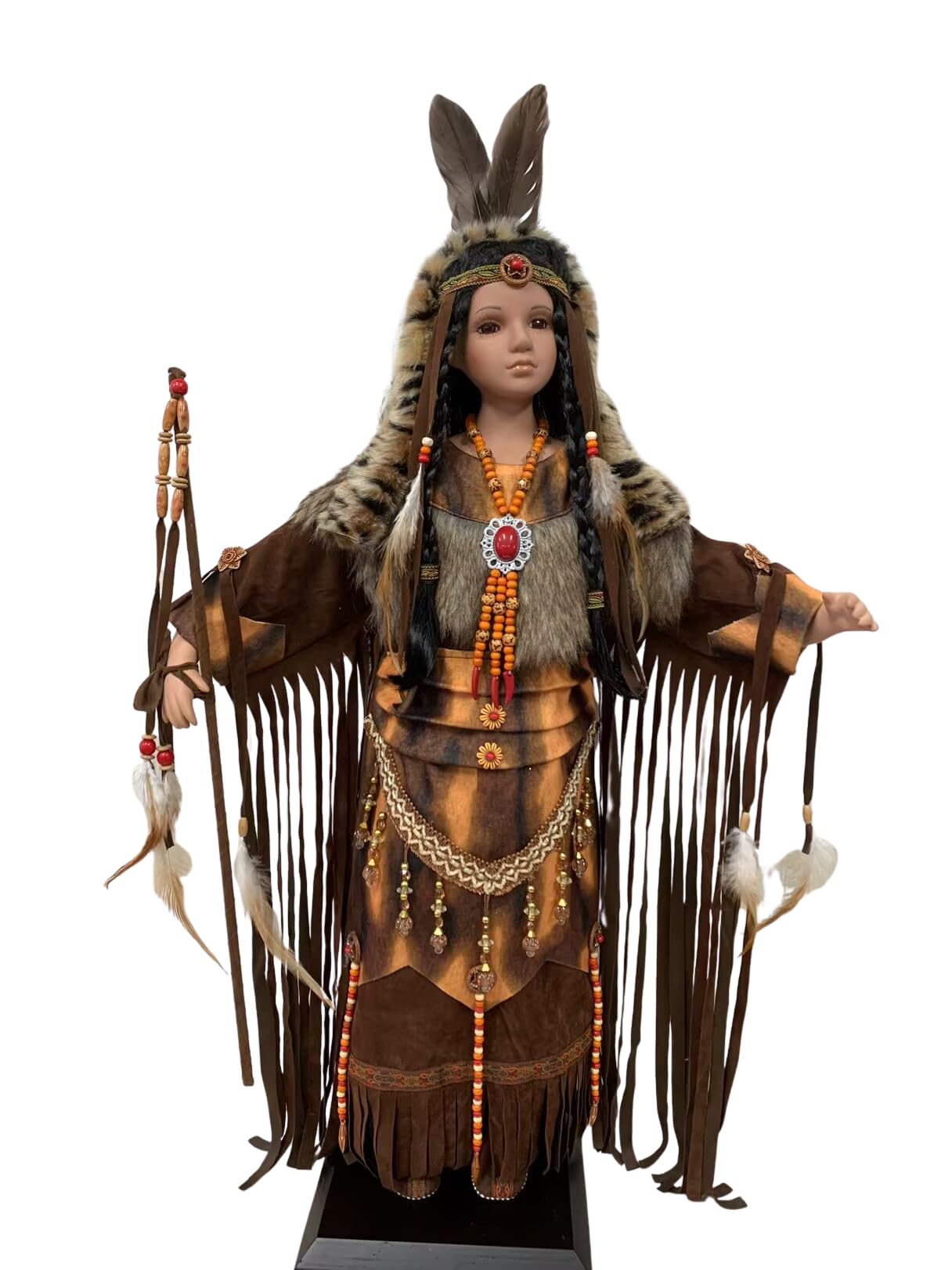 - KINNEX COLLECTIONS SINCE 1997 28" Collectible Native American Indian Porcelain Doll ~ Whispering Dove ~ D28673