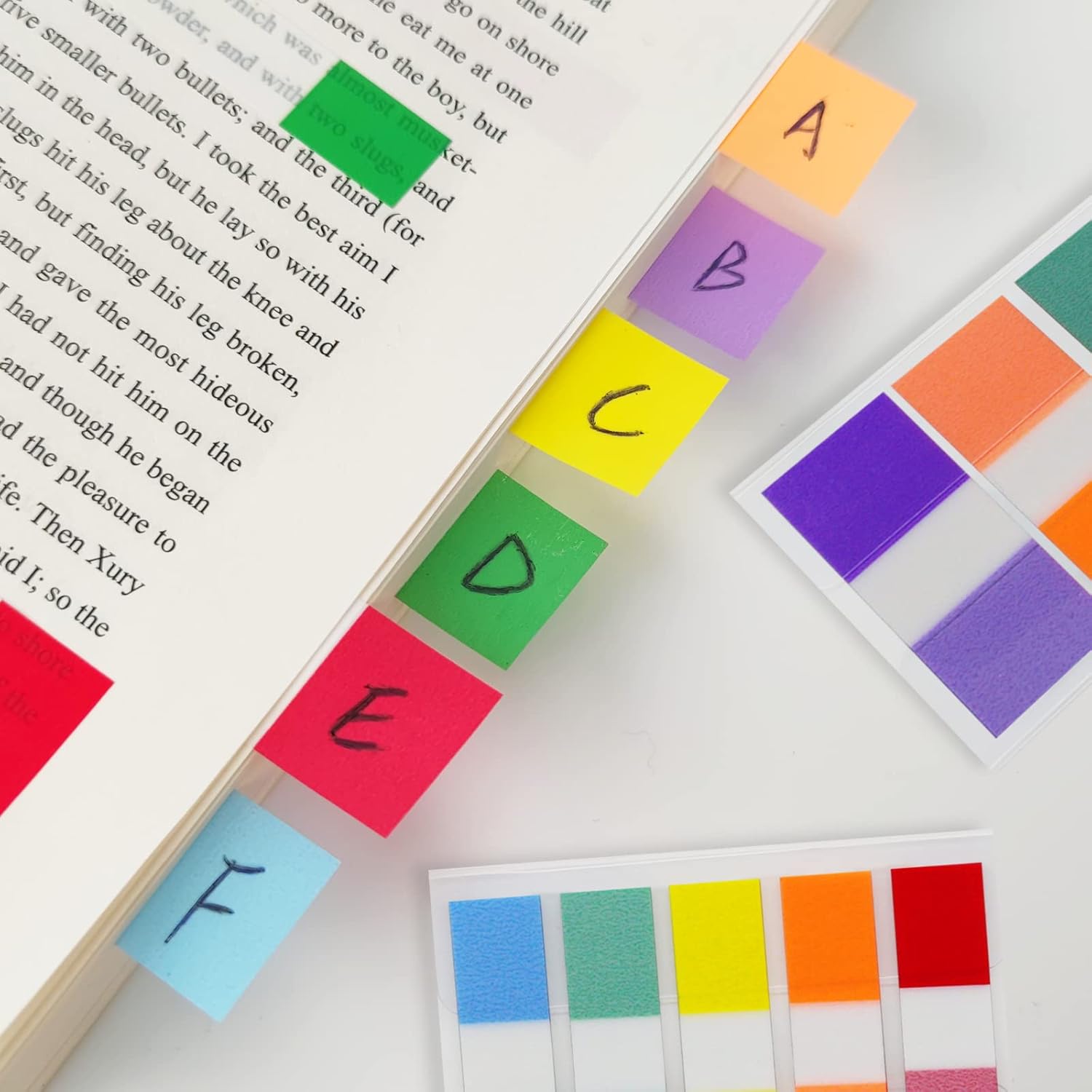 KICNIC Page Markers Sticky Index Tabs 400 Pcs, Fluorescent Pop Up Note Flags, 1.77 X 0.39 and 1.77 X 0.79 Inch Tabs for Notebooks, Sticky Notes Flags for Page Bookmarks, 4 On-The-Go Dispensers : Office Products