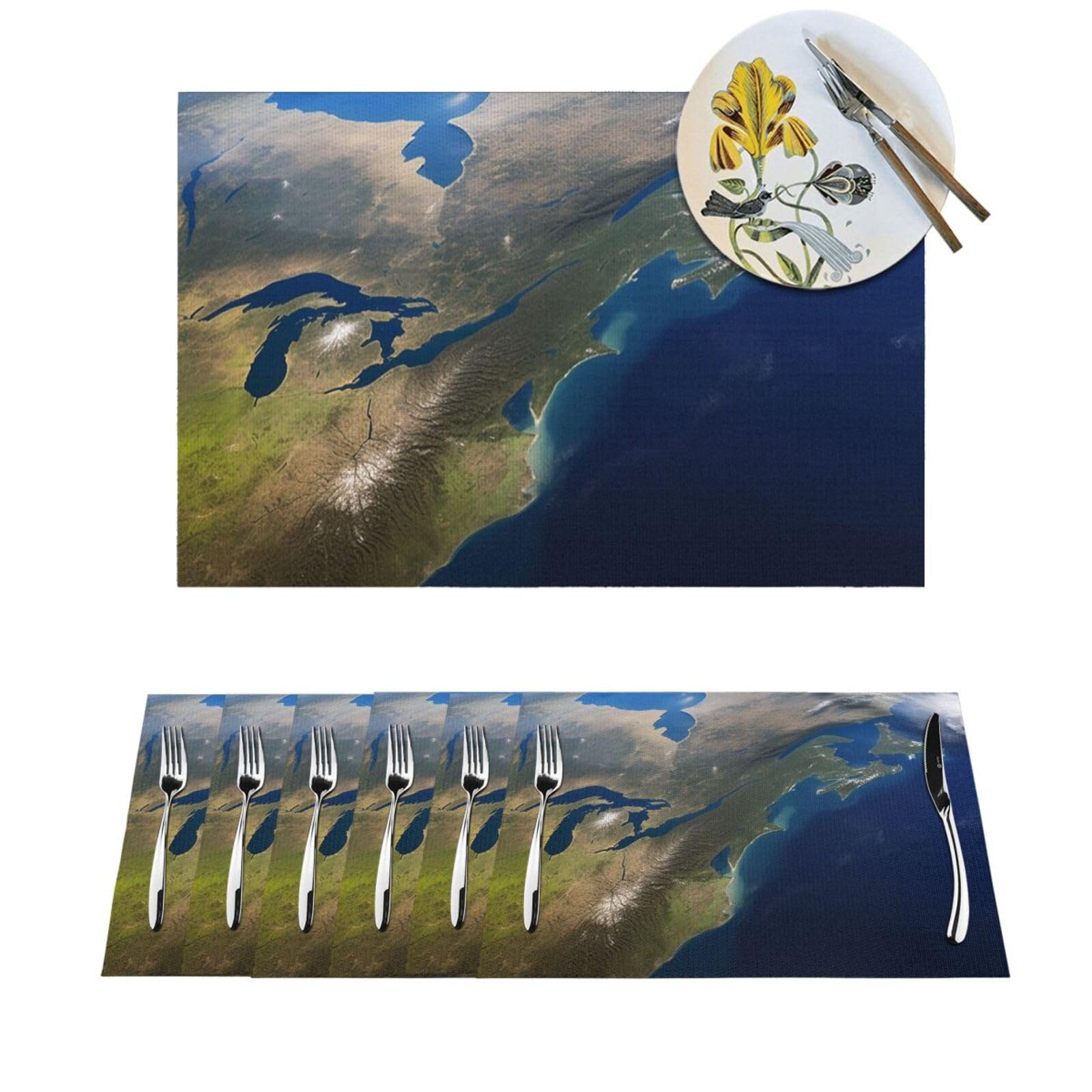 Set de table lavable et résistant à la chaleur en PVC tissé x4