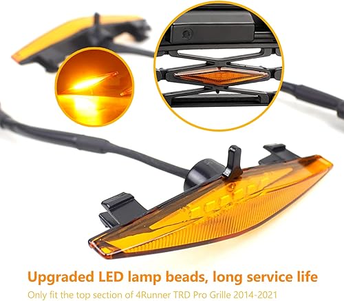 Miniatura 3 de 4 luces LED ámbar, lámparas Raptor para rejilla con arnés y fusible compatibles con parrilla Toyota 4Runner TRD Pro 2014-2022 (amarillo)