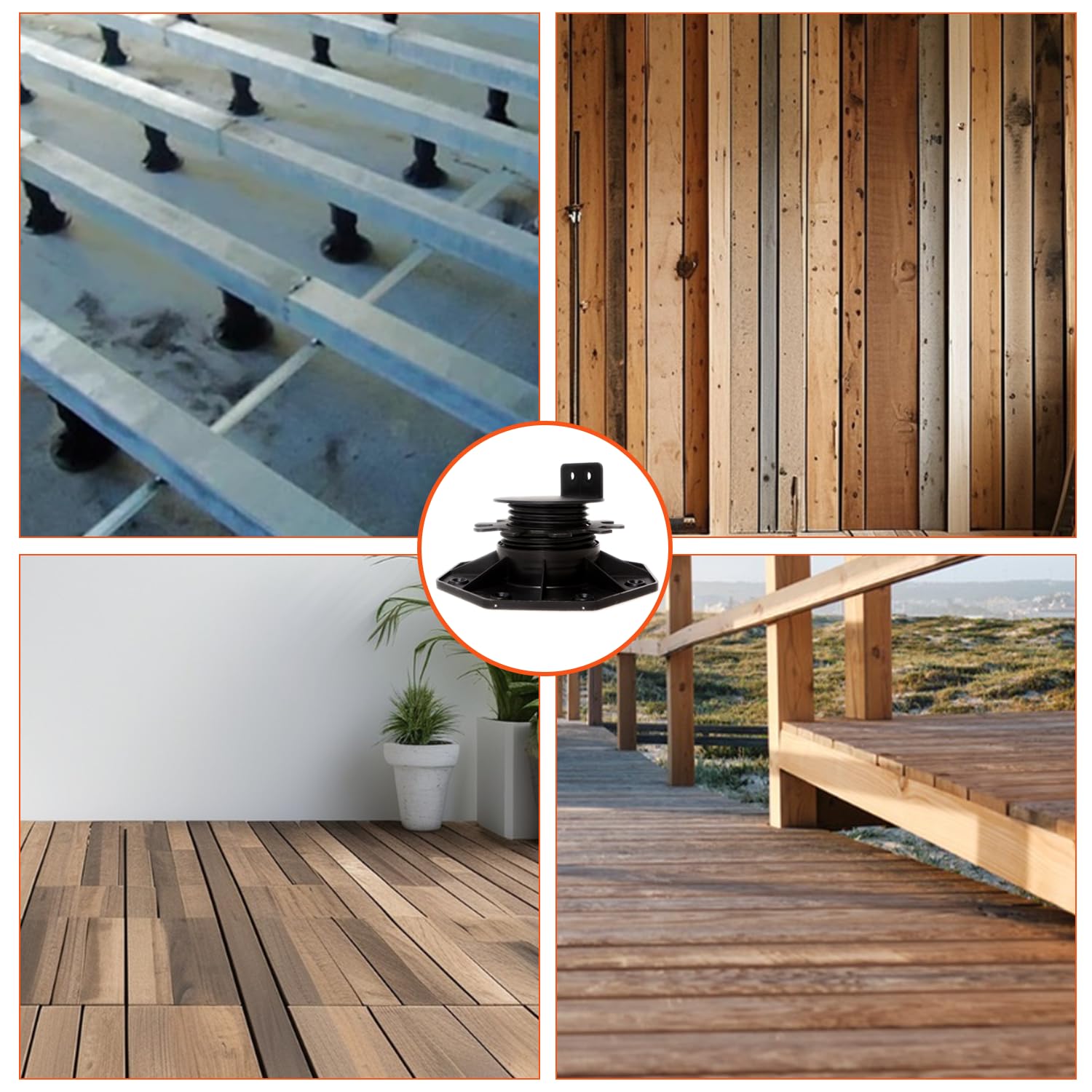 24 Stück Stelzlager Höhenverstellb, Stelzlager für Terrassenplatten, Stelzlager Selbstnivellierend für Terrassendielen Unterkonstruktion