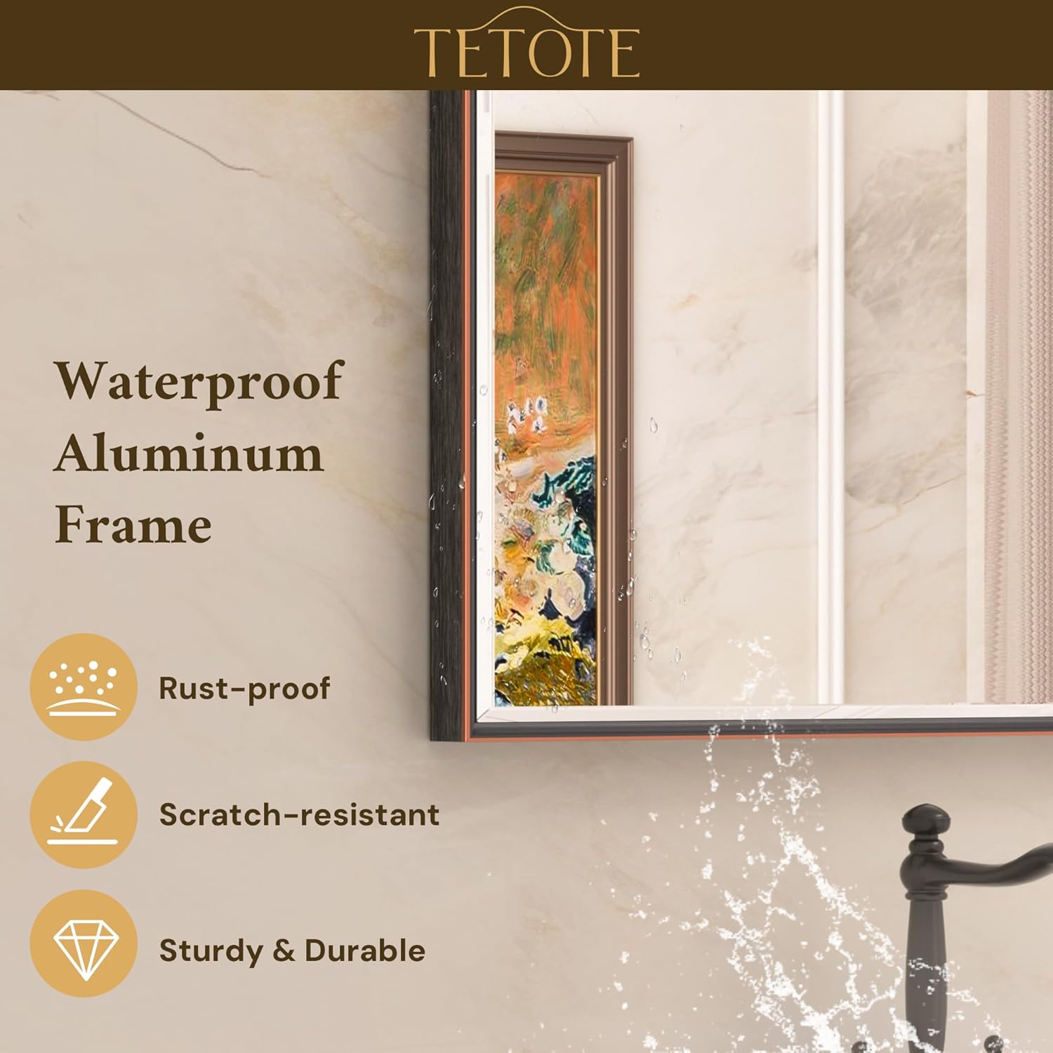 TETOTE 40 x 30 Inch Oil Rubbed Bronze Bathroom Mirror Beveled Frame Vanity Mirror, Tempered Glass, Shatterproof, for Modern Bedroom, Entryway, Living Room