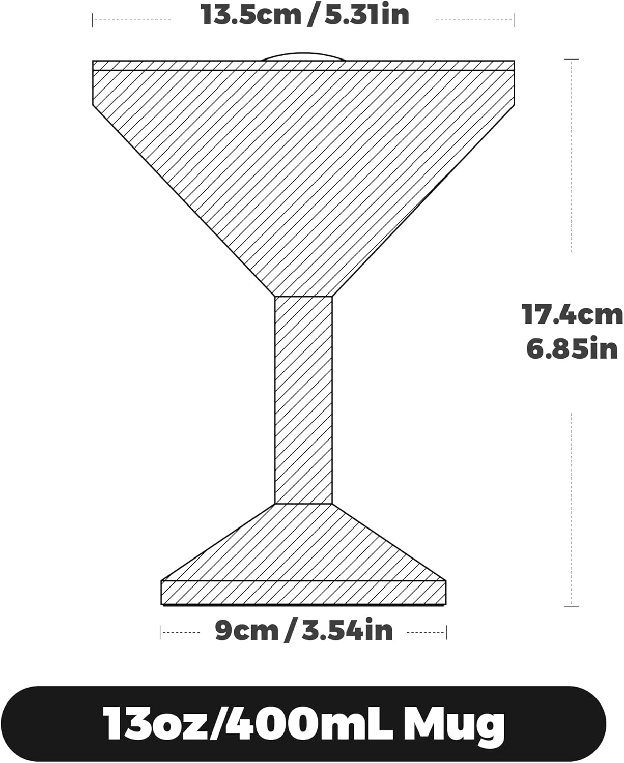 13oz Stainless Steel Martini Glass - Insulated Margarita Tumbler with Lid,Double-layer insulation function for outdoor, picnic, poolside, beach and yard parties - Image 2