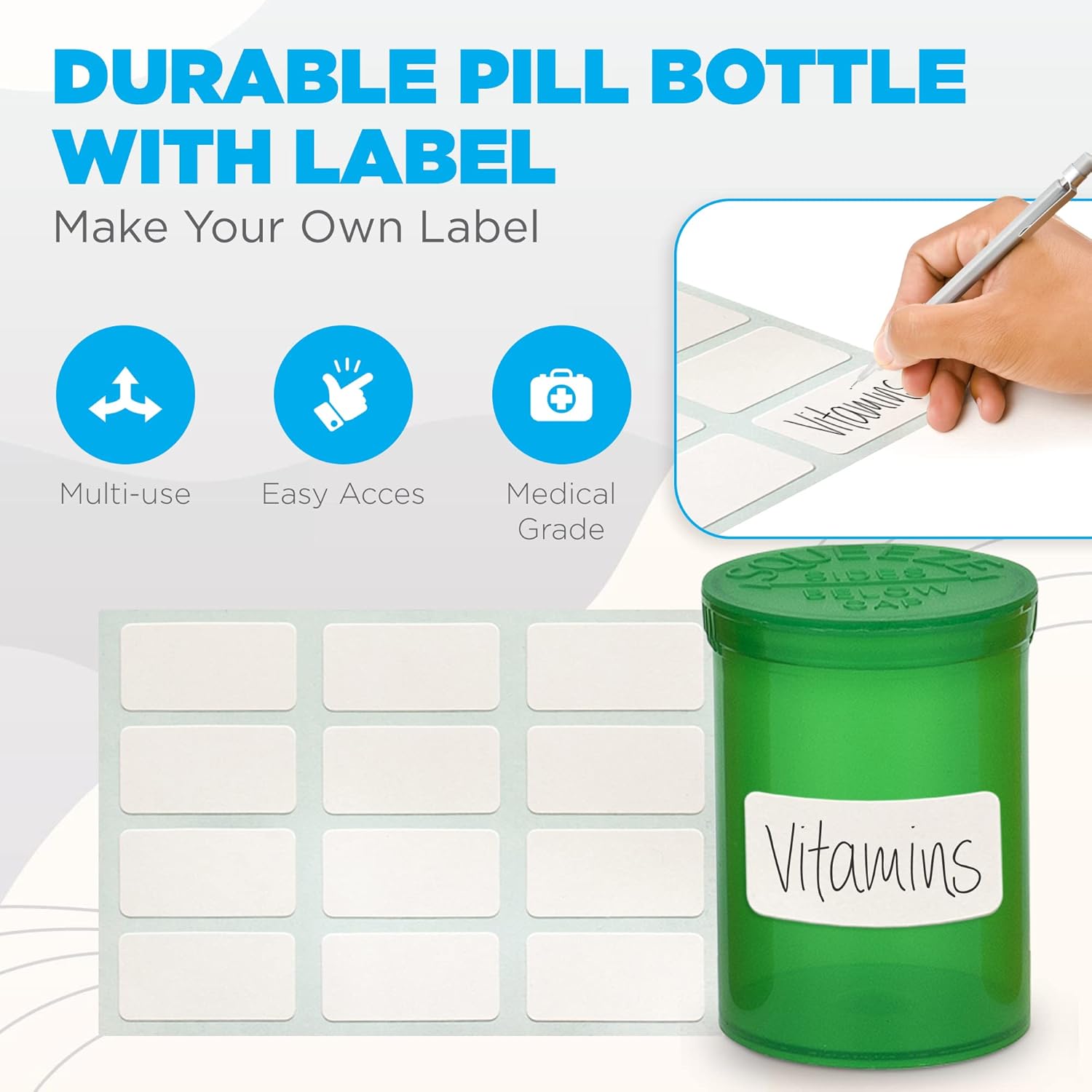 Buy Pill Bottles with Caps MultiUse Airtight Pop Top Opening