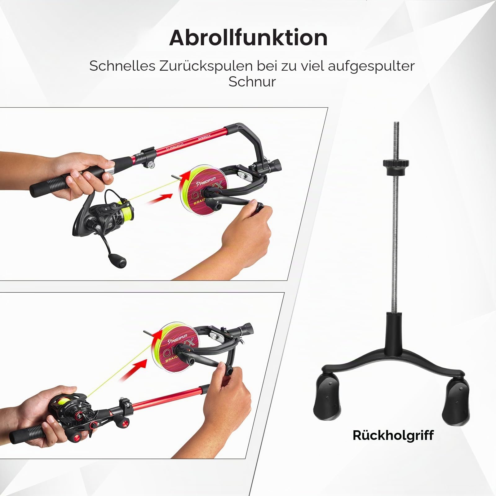Piscifun Speed X Angelschnurspule mit Abwicklungsfunktion, kein Verdrehen der Schnur mit verstellbarem Aluminiumgriff für Spinnrolle, Köderrolle und Spincast-Rolle