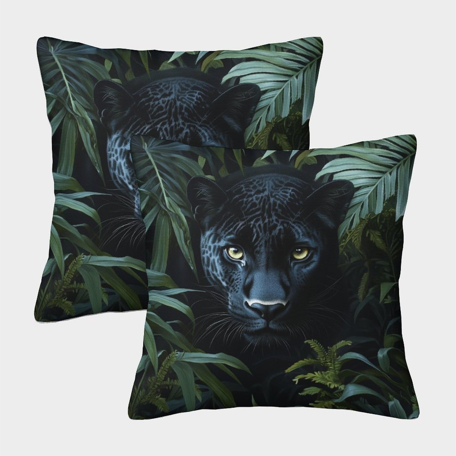 kaiyun 2 Pack Leopard in The Jungle,Wildlife Pillowcase 45x45cm, Cushion Cover,3D Digital Printing Bed Sofa Decorative