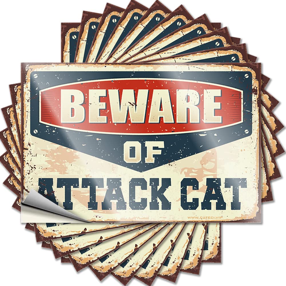 Decal Bath Sets Easy Apply | Beware of Attack Cat Spicy Soft Bath Peel and Stick(12X18CM)