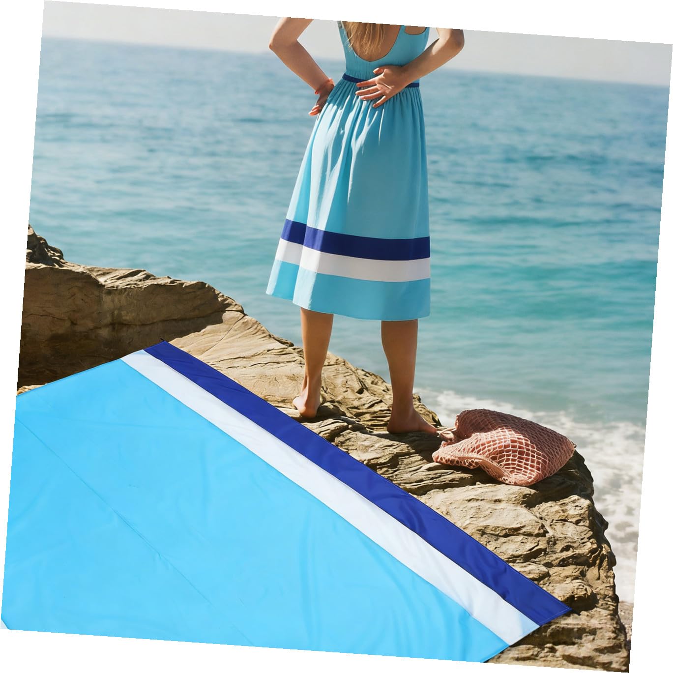Yardwe 4 Piezas Estera de pícnic Beach Mat Beach Blanket Praia de Picnic para Acampar Cojines Exteriores Impermeables Acampar Aire de Playa Impermeable 210T de Nylon