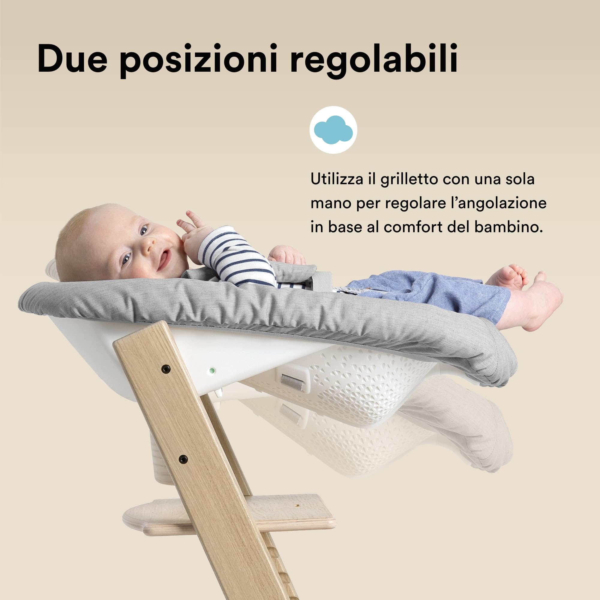 Sedia Tripp Trapp di Stokke (Oak Black) con Newborn Set (Grigio) - Per neonati fino a 9 kg - Confortevole, sicuro e facile da usare