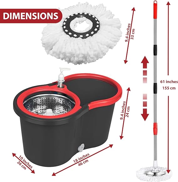 Mop and Bucket with Wringer Set,360Microfiber Spin Mop with Bucket and Mop Heads Self Wringing Spinning Mop. Floor Cleaning,Mop Bucket Set for Home