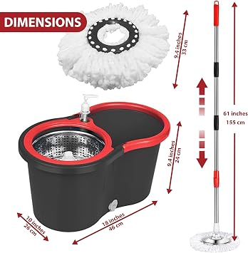 Mop and Bucket with Wringer Set,360Microfiber Spin Mop with Bucket and Mop Heads Self Wringing Spinning Mop. Floor Cleaning,Mop Bucket Set for Home
