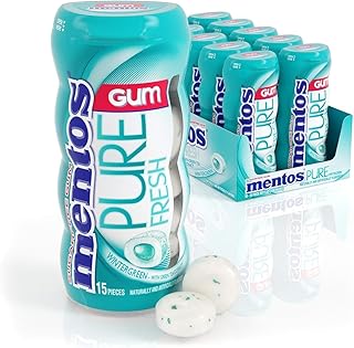 Pure Fresh Sugar-Free Chewing Gum with Xylitol, Wintergreen Flavor, Easter Basket Essentials Stuffers for Kids and Adults, 15 Pieces (10-Pack)