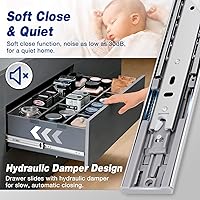 Vista 4 de YENUO Diapositivas de cajón resistentes de cierre suave, montaje lateral de extensión completa de 12, 14, 16, 18, 20, 22, 24, 26, 28, 30, 32