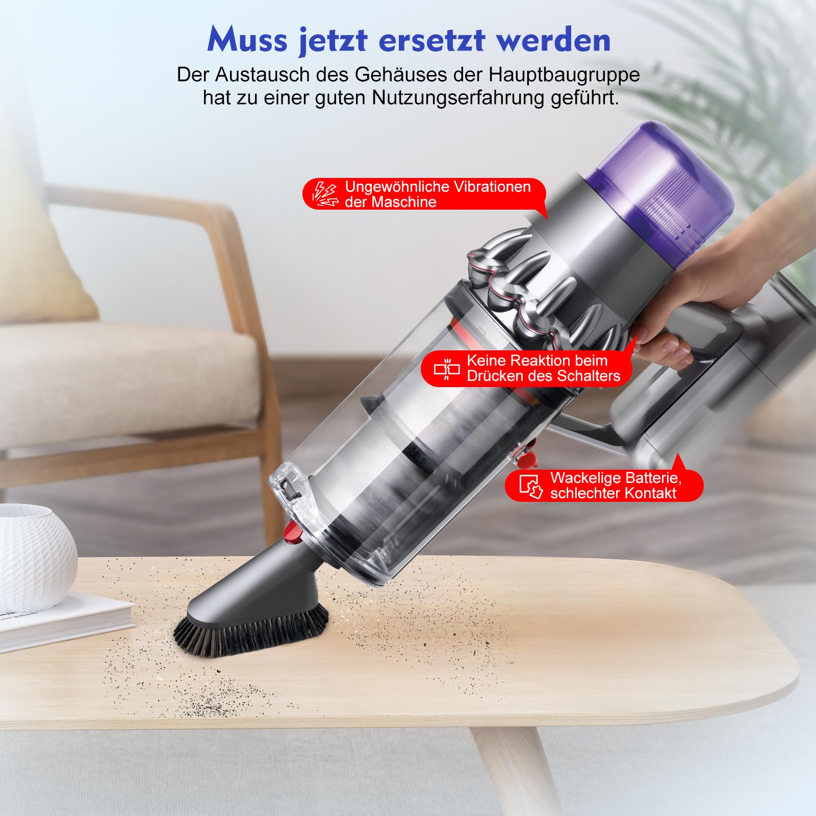 V15 Hauptkörper Montage Gehäuse kompatibel mit Dyson V11 SV15 V15 SV22 SV28 | V11 V15 Griff für Click-in-Version Staubsauger Hauptkörper Montage Ersatzteil