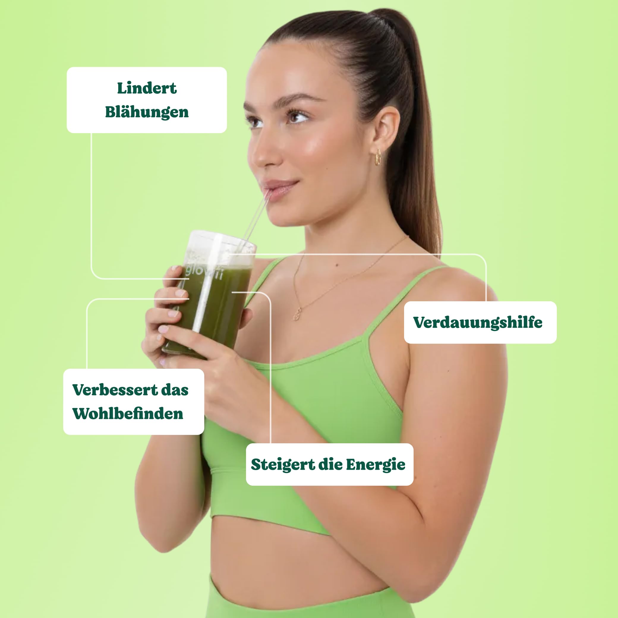 Green Elixir Greens Pulver - 30 Portionen - Spirulina, Chlorella, Moringa, Ashwagandha - mit Präbiotika, Ballaststoffen & Antioxidantien - Beeren Geschmack - Glowi