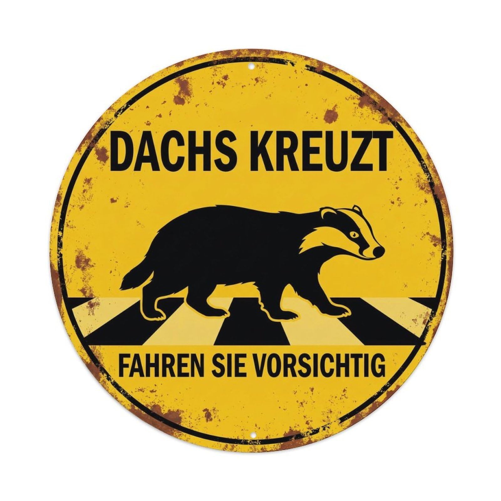Cwbufd Vintage Style Badger Crossing Drive Carefully Heritage Vintage Metal Tin Sign Plaque Wall Decor For Cafe, Club Bar, Office, Garden Metal Poster 8X8inch