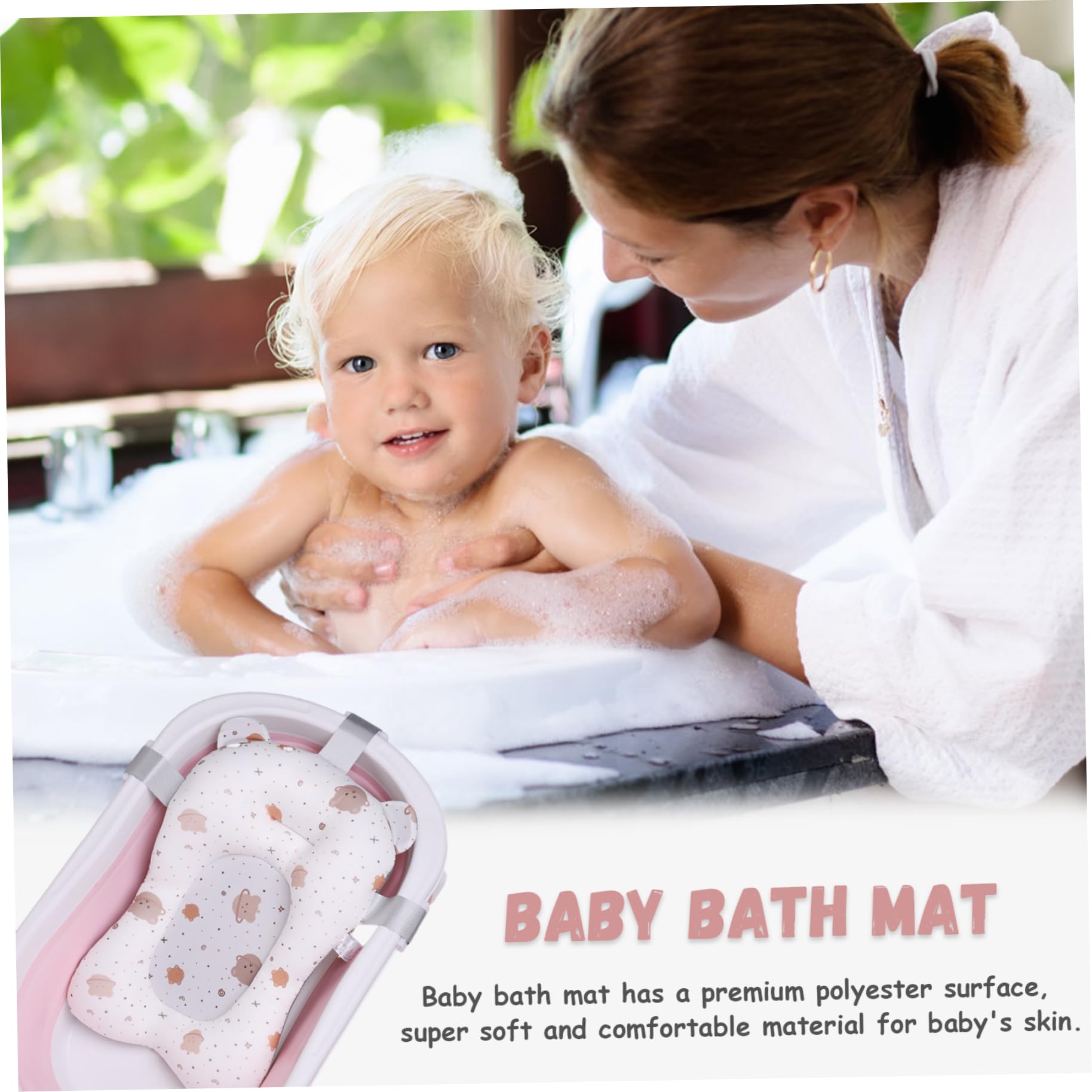 Supporto per bagnetto per bambini Morbido e confortevole Cuscino per vasca da bagno per bambini Antiscivolo Regolabile Vasca da bagno per neonati Cuscino facile da pulire per neonati Forniture per i