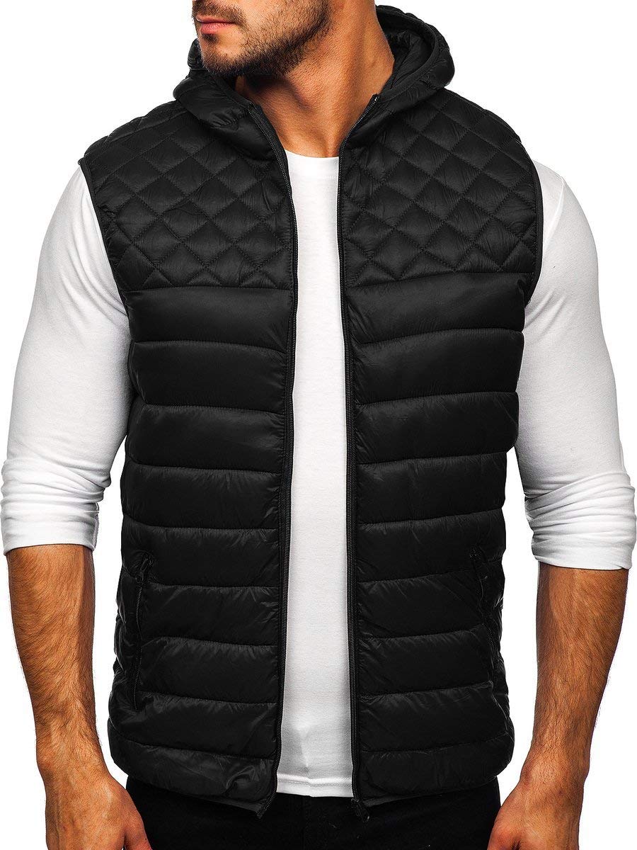 Bolf - Chaleco de transición para hombre, chaqueta con capucha, chaqueta con cierre de cremallera, Zipe Tiempo libre Basic Outdoor Style Mix 1U1