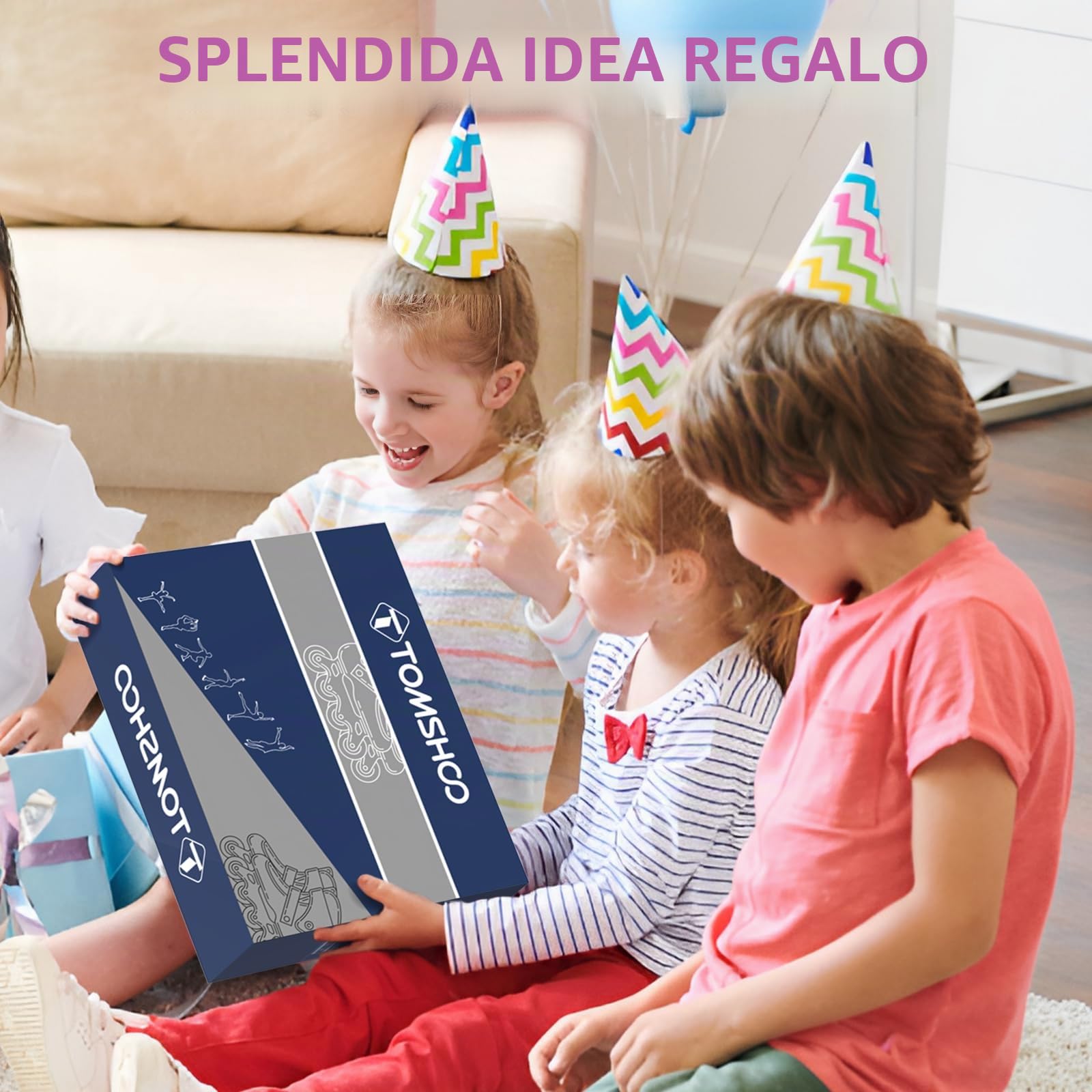 TOMSHOO Pattini a Rotelle con Ruote LED Regolabili per Bambini