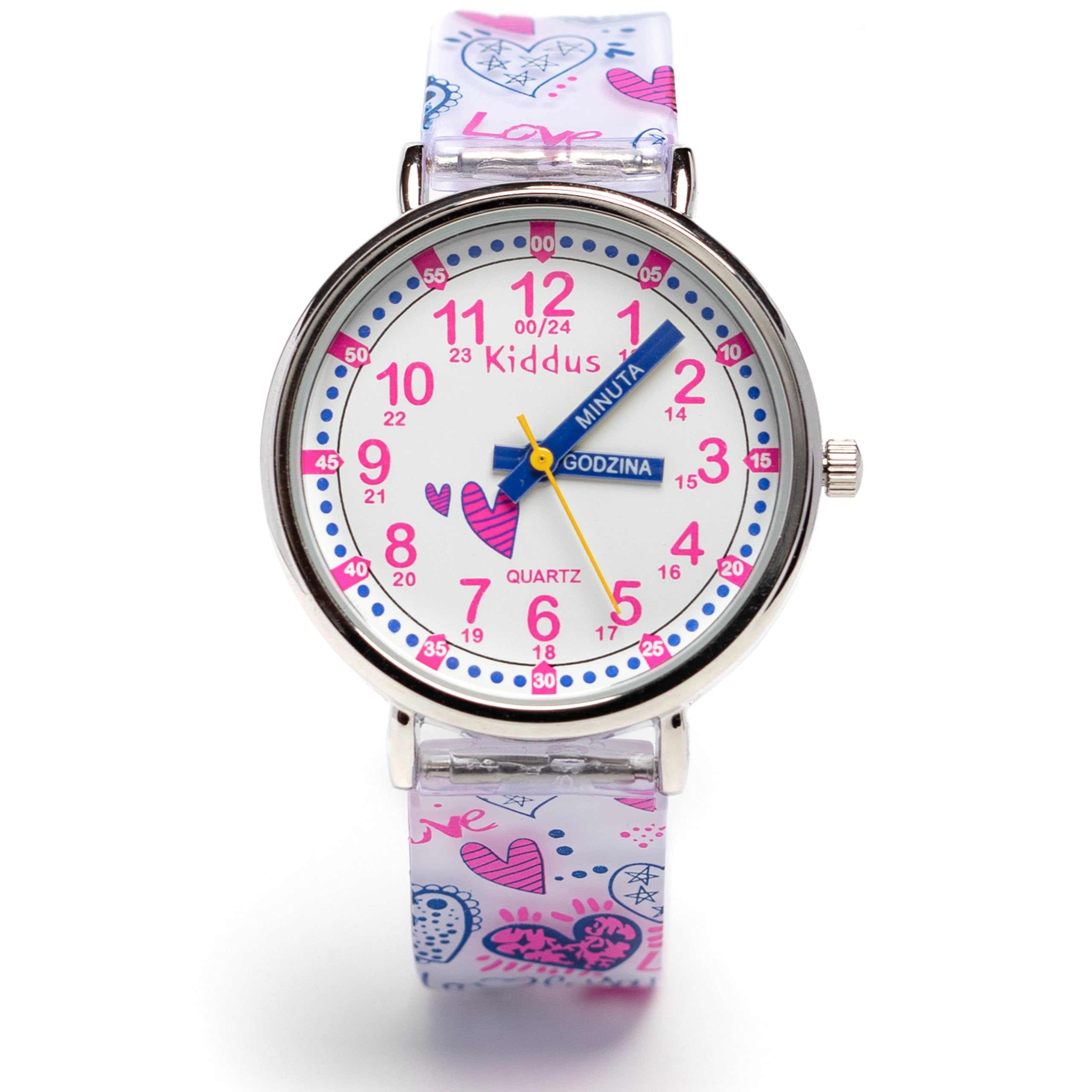 Kiddus Reloj Educativo Infantil para Niño y Niña a Partir de 5 Años, Sumergible 5ATM, Reloj Analógico para Aprender la Hora, Mecanismo Japonés