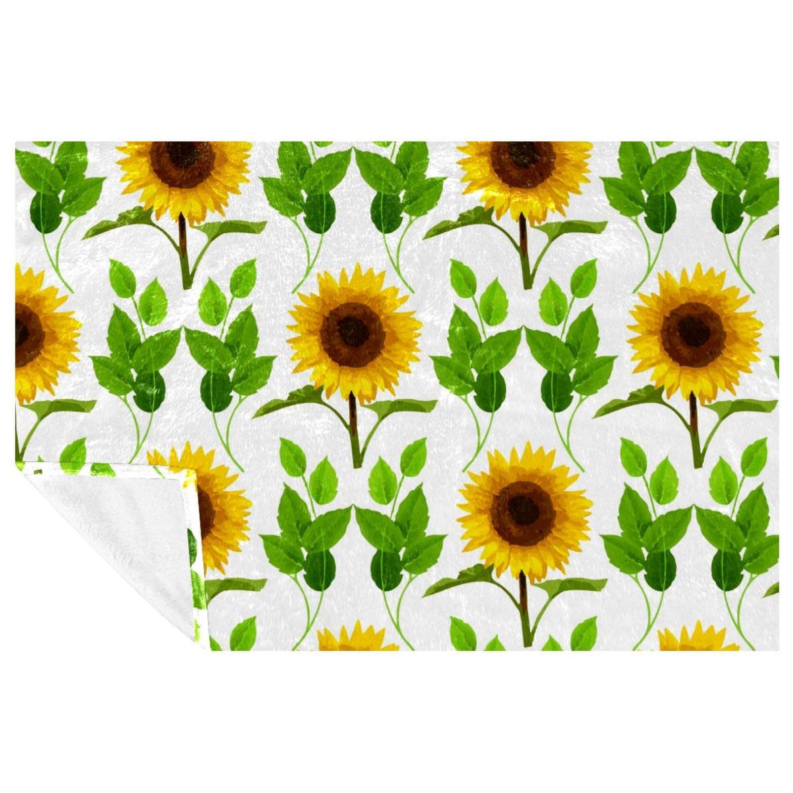 Couverture tournesol 150x100 cm douce et chaude pour lit et canapé