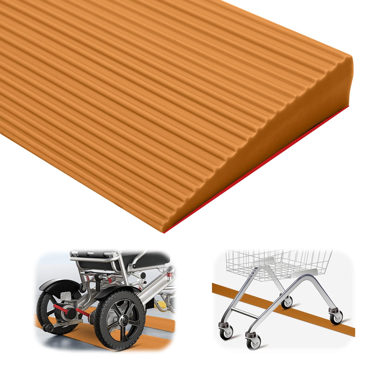 Rampa de PVC para silla de ruedas, superficie antideslizante, rampas para umbrales de puertas, rampa de umbral, rampa de goma. Rampa de acceso para silla de ruedas, cochecitos, andadores o patinetes