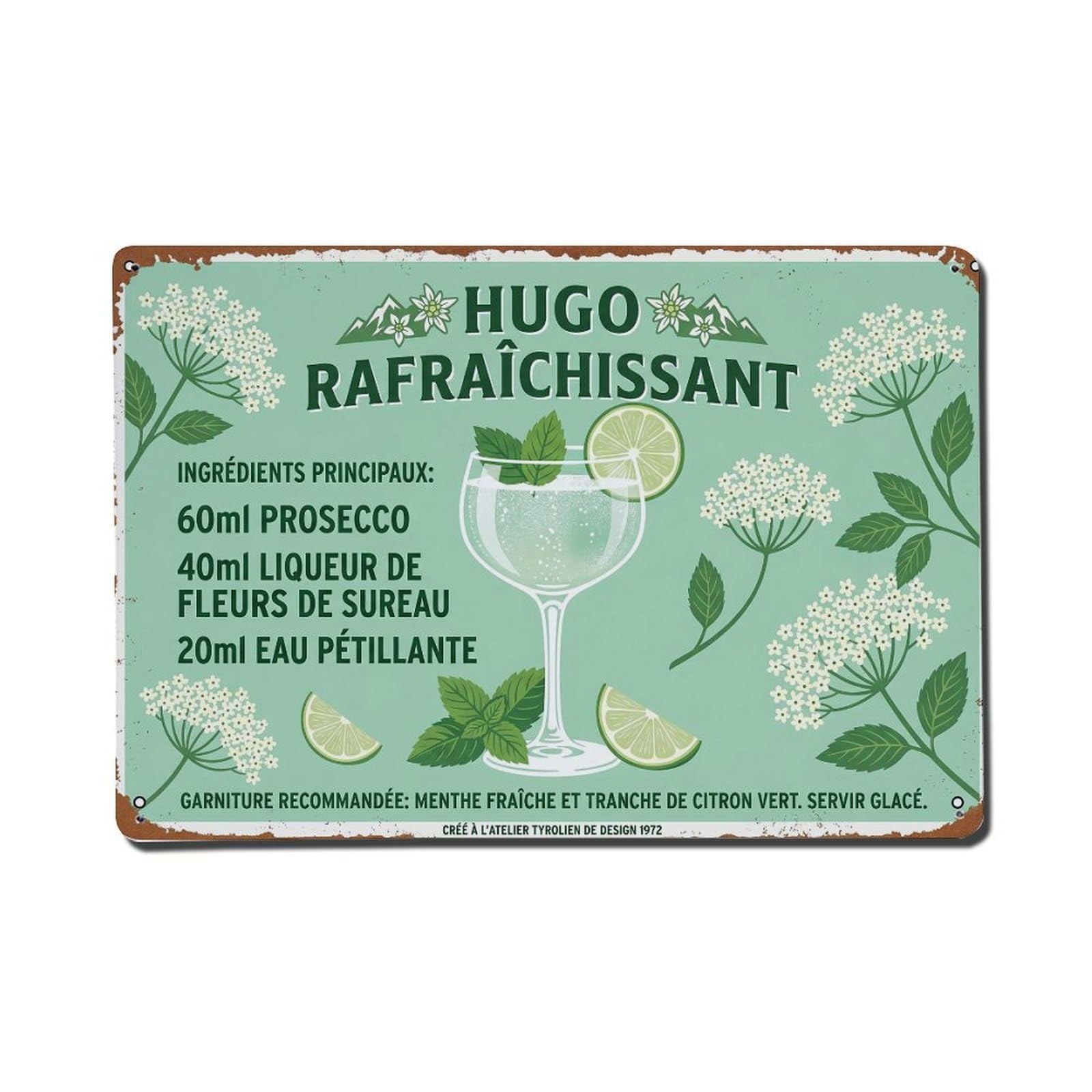 Hugo Exotic Flavor Metal Tin Sign Plaque Wall Decor for Cafe, Club Bar, Office, Home Garden Metal Poster 8x12Inch