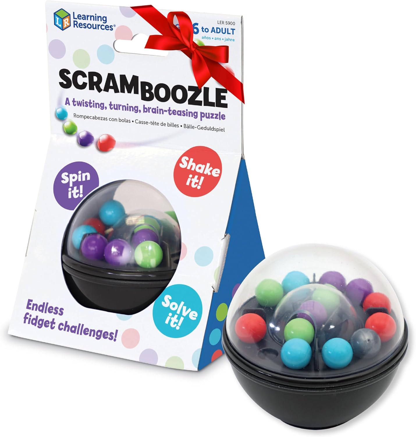 Learning Resources Scramboozle Puzzle Ball – 3D Brain Teasers and Puzzle Games for Kids and Adults, Puzzle Sort Ball Game,Fidget Toys,Travel Games for Ages 6+,Stocking Stuffers for Kids