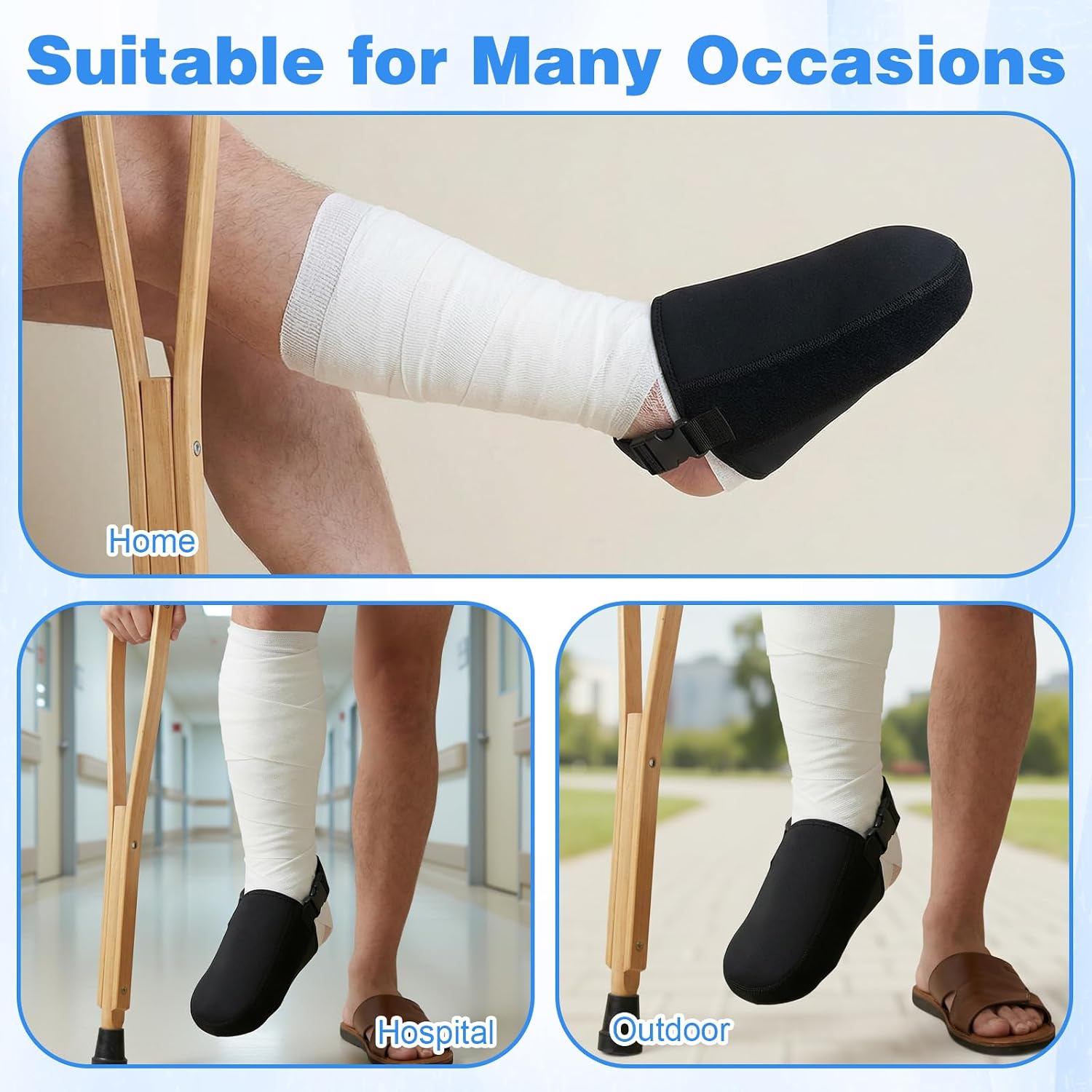 Cast Toe Cover,8.5 X 3.5In Non-Slip Adjustable Cast Sock Cover for Foot,Soft Warm Foots Casts Sock for Women Men, for Leg Casts Covers Foots and Ankle, Black