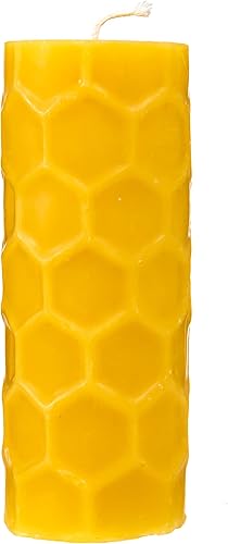 Miniatura 6 de Alternative Imagination Vela de pilar de cera de abeja 100% pura (2 x 6 pulgadas), 60 horas, diseño de panal de abeja, vertida a mano