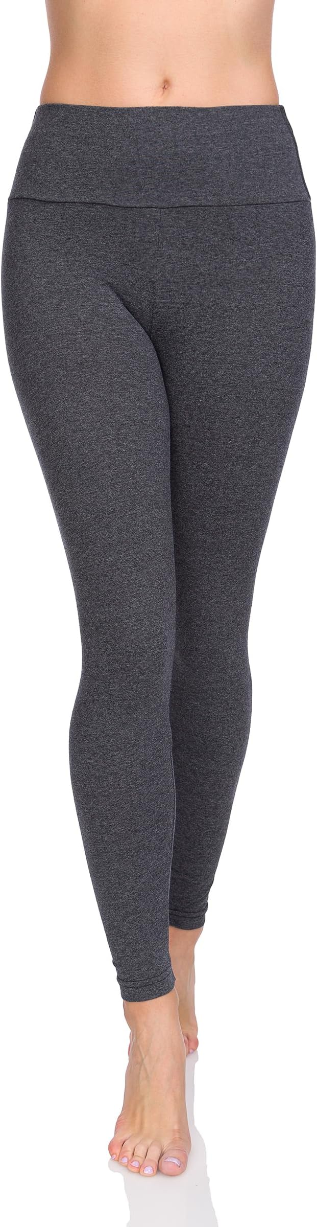 Leggings 95% Cotton Womens Leggings High Waist Leggings Full Length Ladies High Waisted Leggings Tummy Control Lady Legging Stretchy Pants Free Time Relax Walking
