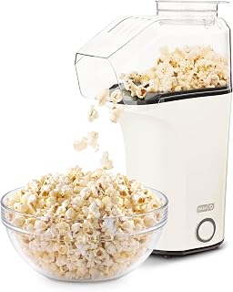 DASH Fresh Pop Oil-Free Air Popcorn Maker - 16 Cup Popper with Measuring Cup, Butter Tray & Recipes - White Movie Night Essential