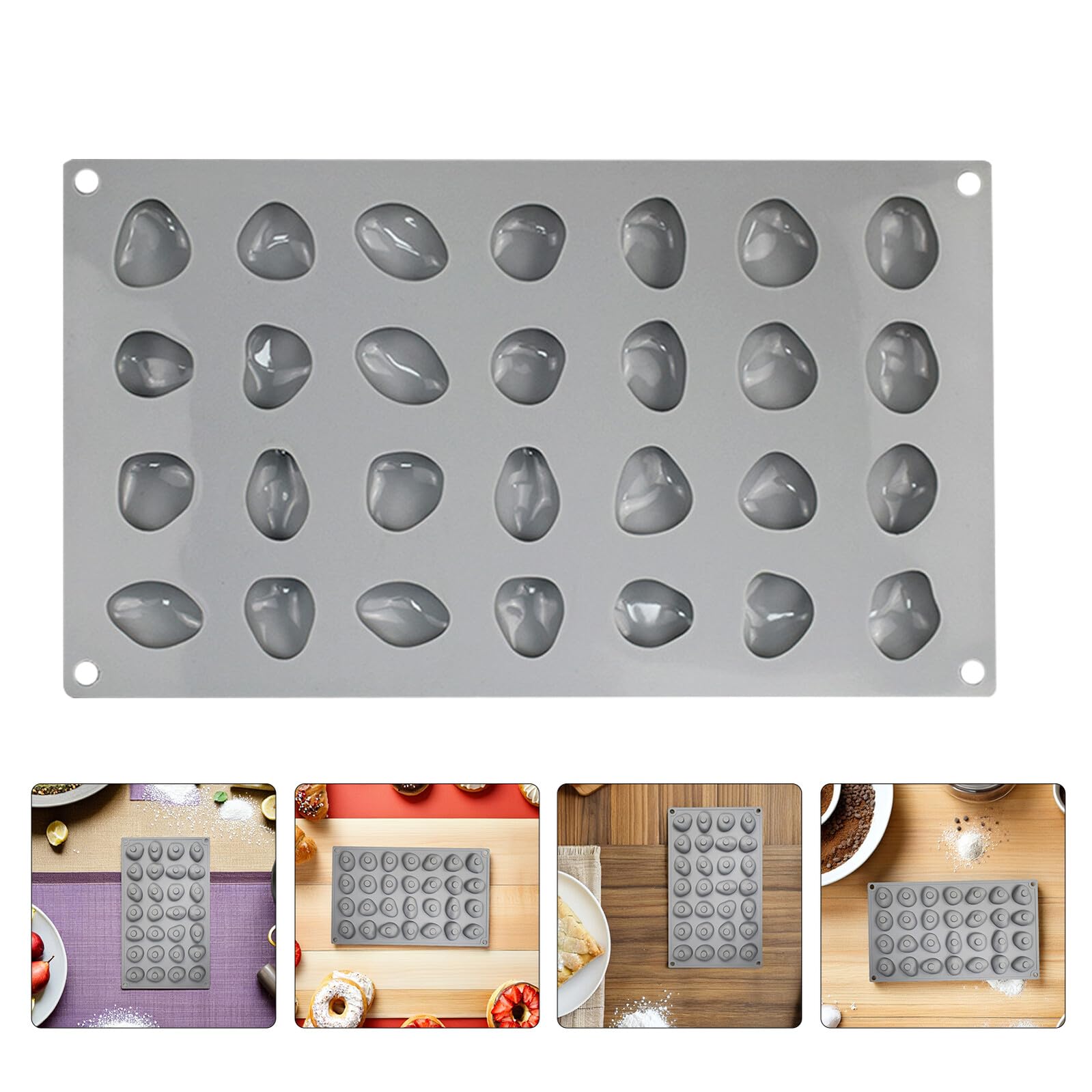Moule à Chocolat Galets 28 Cavités en Silicone, Lot de 2