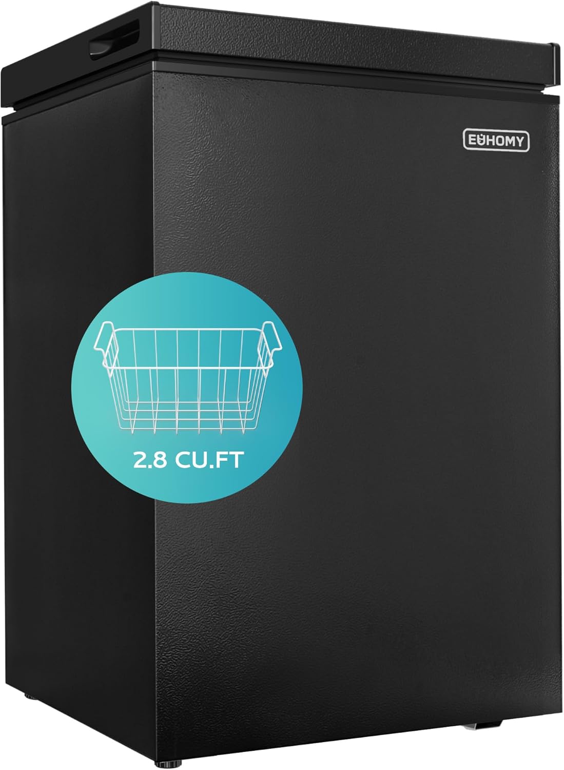 EUHOMY 2.8 Cu Ft Chest Freezer with Removable Basket - Compact Quiet Mini Deep Freezer, 7-Level Thermostat for Apartment Garage Dorm Black