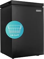EUHOMY 2.8 Cu Ft Chest Freezer with Removable Basket - Compact Quiet Mini Deep Freezer, 7-Level Thermostat for Apartment Garage Dorm Black