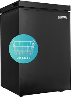 EUHOMY 2.8 Cu Ft Chest Freezer with Removable Basket - Compact Quiet Mini Deep Freezer, 7-Level Thermostat for Apartment Garage Dorm Black